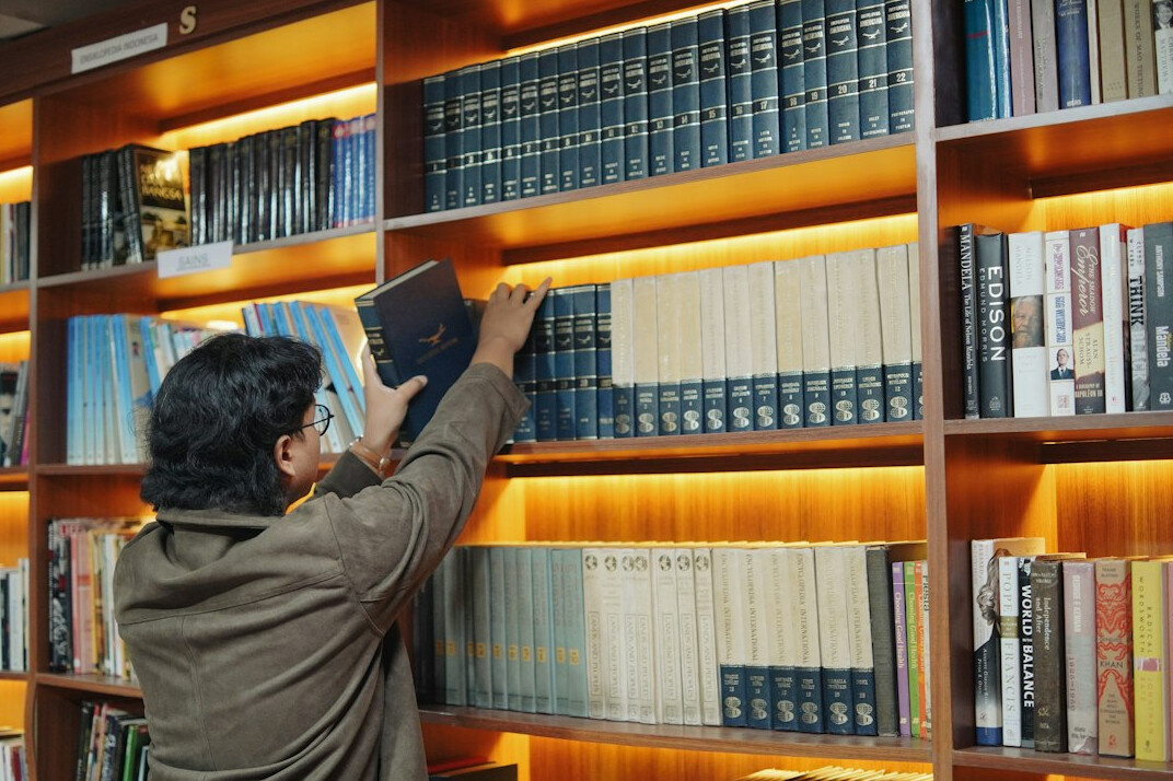 Library shelves full of books